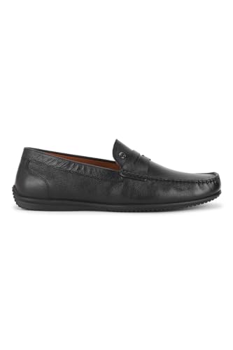 Image of Louis Philippe Men Premium Leather Breathable Lining Material Anti Slip Flat Heel Rubber Sole Formal Loafers