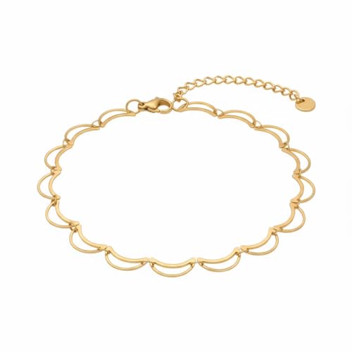 Image of Anklets for Women Dainty CZ Ankle Bracelet 18K Gold Plated Waterproof Boho Dot Star Moon Daisy Ocean Beaded Anklet Trendy Foot Jewelry