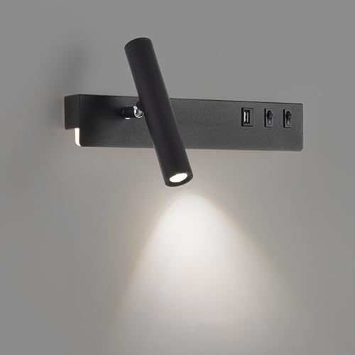 Lámpara de pared LED giratoria 350 con cargador USB izquierdo