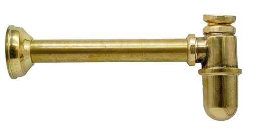L'ARTISTICA F.LLI PERINCIOLI | Sifone a Bottiglia in Ottone da 1.1/4, Sifone a Bottiglia per Lavandini da Esterno ed Interno, max 25cm