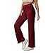 Shusuen Womens Wide Leg Lounge Pants Ribbed Knit Casual Loose Fit High Waisted Pants Baggy Thermal Stretchy Soft Sweater Pant（Wine,Medium）