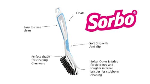 Foto von Sorbo Smartbrush, Dish Brush, Washing Up Brush with Non-Slip Soft-Grip Handle, Durable, Long Lasting, Heat Resistant and Dishwasher Safe in a Blue Colour