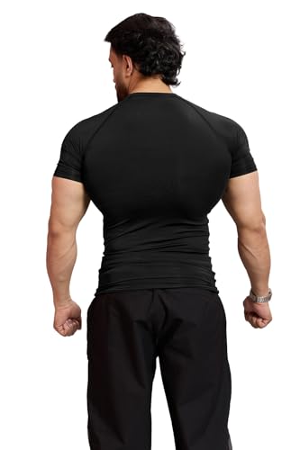 Image of FUAARK Men's Half Sleeve Compression T-Shirt - Athletic Base Layer for Fitness