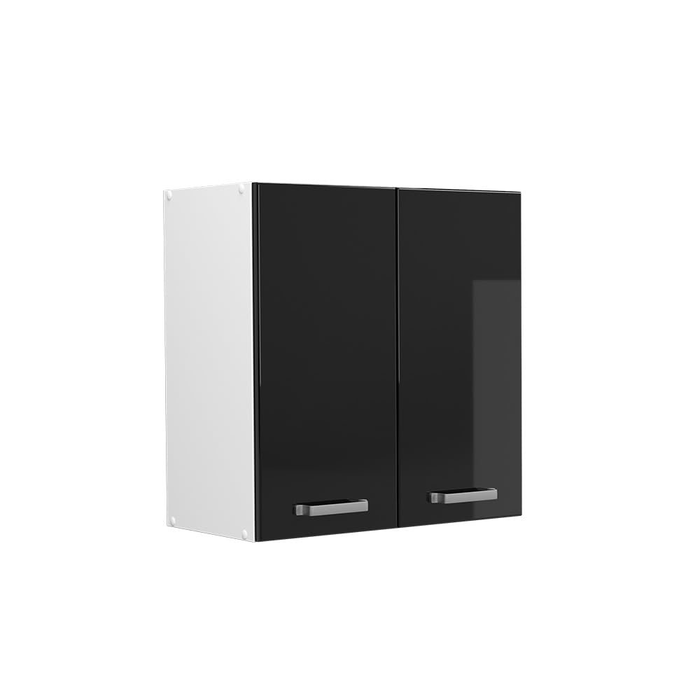 Vicco Wall cabinet Raul, Black high gloss, 60 cm, for flexible combination within modular kitchen systems โ image 1