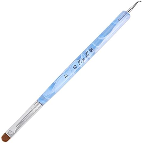 Ivy L 2- Way French Gel Acrylic Nail Art Kolinsky Brush with Dotting Tool for Professional Manicure Cuticle Clean up Nail Art Design (Size # 10, Blue Marble) Cover