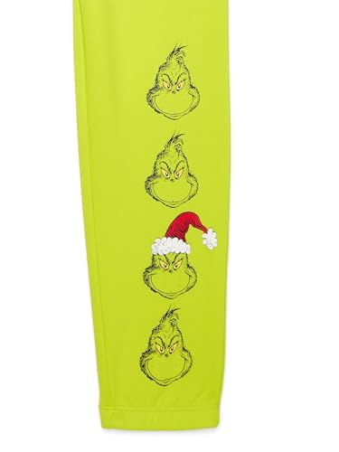 Dr. Seuss Grinch Faces Girls Fleece Joggers, Sizes 4-162