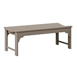 WO Home Furniture Outdoor 46" Backless HDPE Adirondack Bench, Poly Lumber Seat for Patio, Backyard, Balcony, All Weather Resistant with UV Protection, Weatherwood