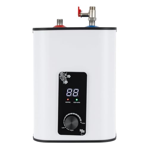 awolsrgiop Chauffe-eau Sous Évier 8L, 1500W Chauffe-eau Électrique Instantané avec LED Affichage Numérique, Température Réglable 0-65°C, Chauffage Rapide, pour Cuisine ou Salle de Bain, Les Lavabos