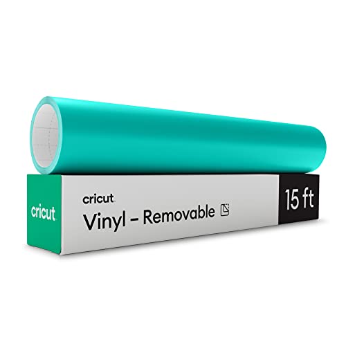 Cricut Premium Removable Vinyl, Teal (12in × 15ft), No-Residue Easy Removal up to 2 Years, Perfect for Indoor-Outdoor DIY Projects & Removable Decals, Compatible Machines