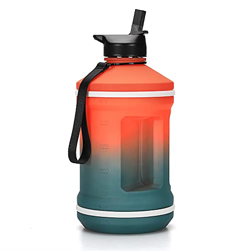 Insulated Water Bottle 2.2L, Half Gallon Sports Water Bottle With Carrying Handle, Leak Proof, Sports Water Jug For Camping Traveling Training Bicycle Hiking Gym Outdoor (Grey) #TOP2