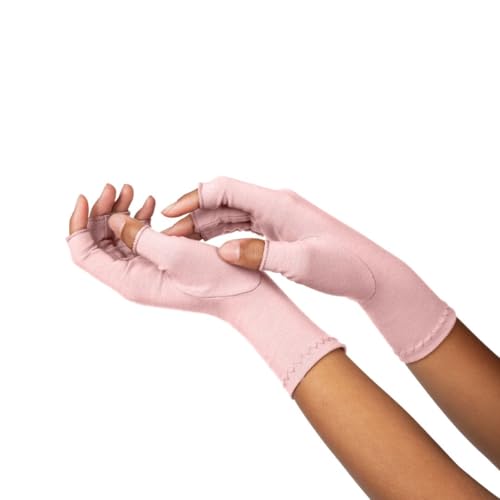 GRACE & ABLE Compression Gloves Relief From Arthritis: Comfy Cotton-Open Finger, Cotton-Blend, Breathable Hand Support (Medium)