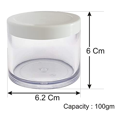 Image of Zenvista 100gm Acrylic Shan Jars, With Very Beautiful White Lids, for Creams, Face gels & Lip Balms, (Pack of 3)