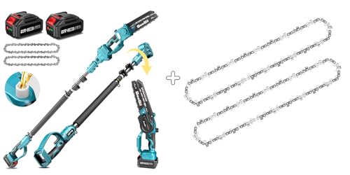 Image of Seesii 2 in 1 Cordless 8 inch Pole Saw & Mini Chainsaw with 2 Pack Replacement Chainsaw Chains