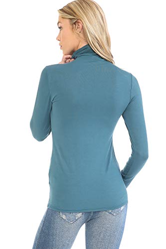 Image of Women's Lightweight Long Sleeve Turtleneck Top Pullover Sweater (S-3XL)
