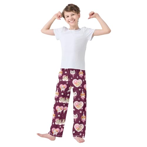 Kitten Cats Boys Long Pants Soft Trousers Elastic Waist Kids Lounge Bottoms with Pockets S-XL2