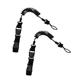 2 PCS Tactical Lanyard Multi-Purpose Spring Lanyard Pistol Secure Lanyard Rifle Sling Retention Rope Shooting Hunting Gun Accessories (Black)