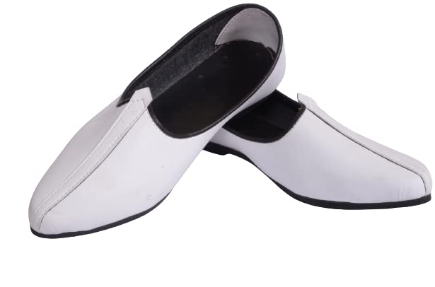 Jutti for Men Desi Plain Mojaris Punjabi Jutti Rajasthani Jutti (Black/Brown/White) (White, Numeric_7) (B0BXPYJYQ3) Amazon Price History, Amazon Price Tracker