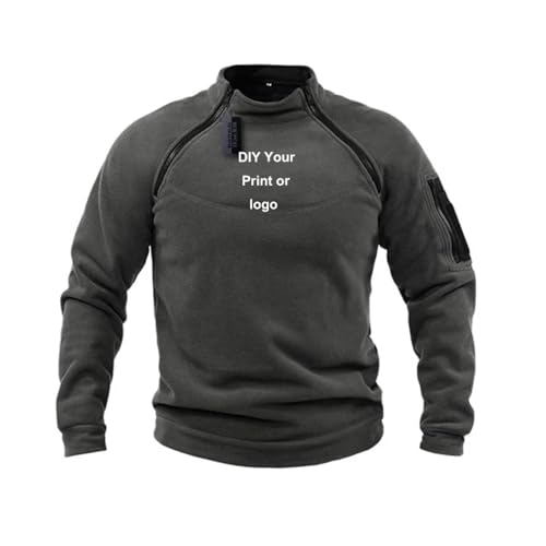 Men's Logo Custom Tactical Outdoor Fleece Jacket Warm Zippers Pullover Men Windproof Personalized Coat Sweatshirt
