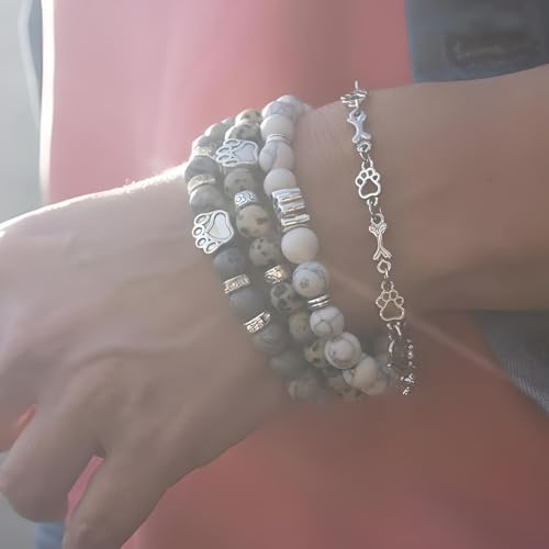 Stone Paw Bracelet - Animal Bracelet with Natural Gemstone Charm - Adjustable Cord Wristband for Pet Lovers, Dog Owners & Cat Enthusiasts - Handcrafted Jewelry for Men & Women4