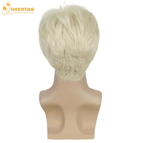 Image of QUEENTAS Mens Wig Short Blonde Wig for Men Natural Cowboy Costume Wigs for Men Short Synthetic Hair Male Wig