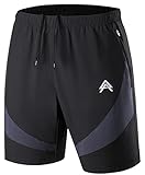 Herren Shorts Kurz Hose Sporthose Männer Sommer Jogginghose Trainingshose Sportshorts Leicht Schnell Trocknend mit Taschen für Outdoor Sport Training Running Gym Schwarz L