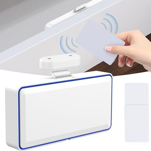 Hidden Cabinet Lock Smart Electronic Drawer Lock No Drill Invisible Cabinet Locker with IC Cards High Security Anti-Theft Drawer Locker Keyless Cabinet Lock Set for Drawer Cabinet(white)