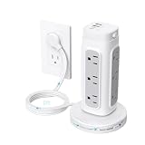 TROND Tower Power Bar Surge Protector, PD 20W USB-C 12 Outlet 5ft White