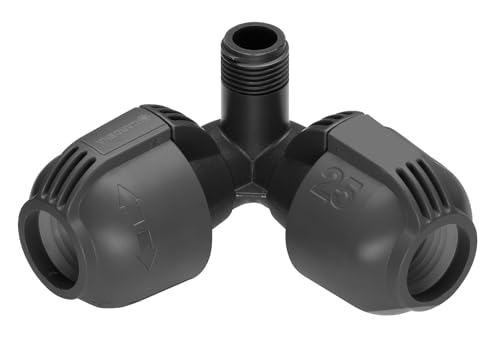 GARDENA sprinkler angle piece with external thread: connector for connection in the corner region of Sprinkler T 380, 25 mm x 1/2 Quick & Easy connection technology (2782-20)
