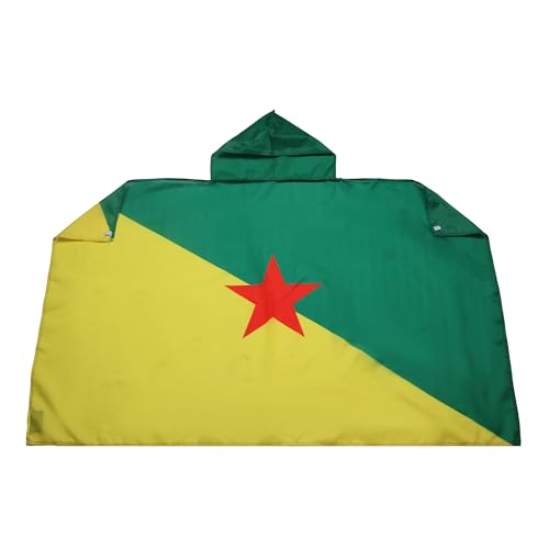AZ FLAG Drapeau Guyane française 150x90 cm - Cape Drapeau Guyanais France 100% Polyester avec Manches Intégrées - Body Flag 80g