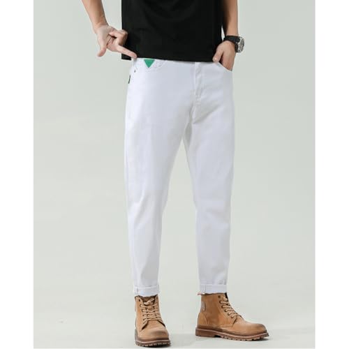 XYGJZ Men Skinny Slim Fit Casual Jeans White Stretch Straight Fashion Denim Pants4