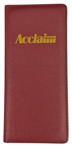 Acclaim Rigid Lawn Bowls Bowling Scorecard Holder Lightly Padded Plain Colour Metallic Finish 23 cm x 11 cm with Spring Clip & Pen Loop (Burgundy)