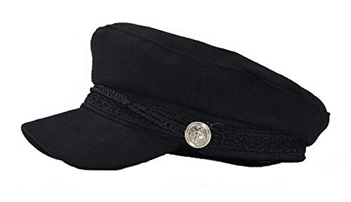 Brcus Women Yacht Captain Sailor Hat Newsboy Cabbie Baker Boy Peaked Beret Cap (Black W/Lace) #TOP1