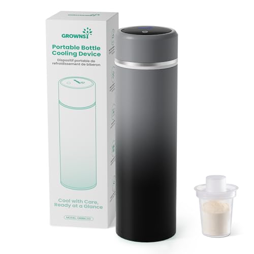 Grownsy Portable Baby Formula Bottle Maker, Rapid Cooling in 3 Minutes, No Filters & No Electricity, Smart Color Temp Display, Travel & Night Baby Fee