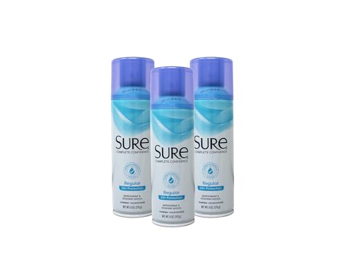 Sure Regular Scent Aerosol Antiperspirant and Deodorant - 24-Hour Protection for Men and Women -...