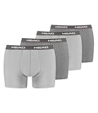 HEAD 4 er Pack Herren Boxer Boxershorts Basic Pant Unterwäsche GRAU, Farbe:758 - Middle Grey mélange, Bekleidungsgröße:M