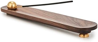 Dostende Incense Holder with 11” Ash Catcher - Walnut Wood and Brass Incense Burner for Sticks - Sophisticated Design for Spa, Home and Meditation