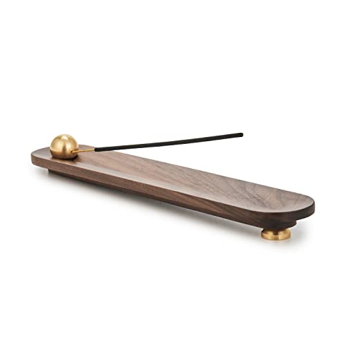 Dostende Incense Holder With 11” Ash Catcher - Walnut Wood And Brass Incense Burner For Sticks - Sophisticated Design For Spa, Home And Meditation #TOP3