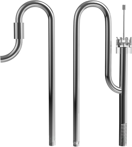 Image of FZONE Aquarium Stainless Steel Skimmer Lily Pipes Inflow and Outflow with Spin Skimmer and Adjustable Rod for Aquarium Filter 1 /2'' (12 /16mm) Tubing