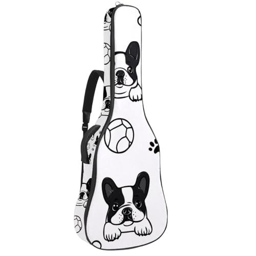 Housse guitare acoustique 109 cm bouledogue football pour le transport de votre instrument