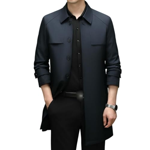 Manteau Trench Bleu Homme S à Revers | Finition Affaires Haut de Gamme