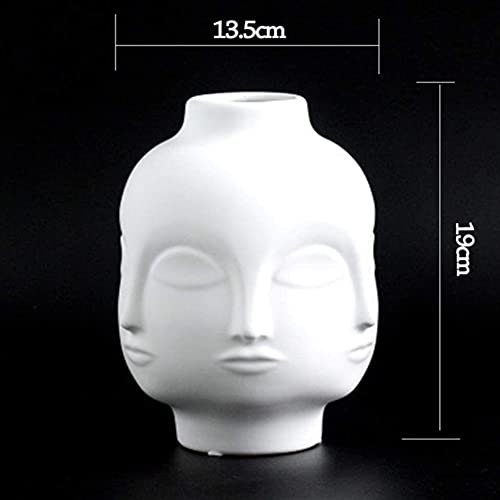 YLLQXI Witte keramische decoratieve vaas vaas, mooie plantenpot, gezichtsplanter, gezichtsvaas, bloempot, decoratief handwerk voor thuis, kantoor, winkels - Afbeelding 4