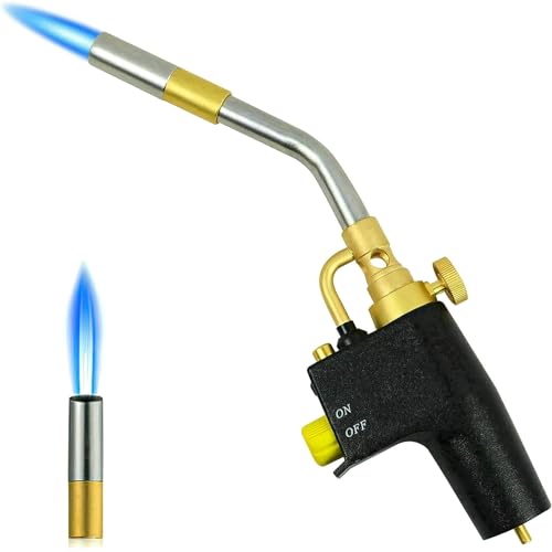 Heat Propane MAPP Gas Soldering Torch, Heavy Duty Plumbing Blow Torch, Multi Purpose High Intensity Trigger Start Torch Hot Turbine Flame for Barbecue, Brazing, Welding, Paint Removal etc