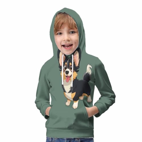 Sweatshirt à capuche enfant Corgi impression 3D pull manches longues - 5