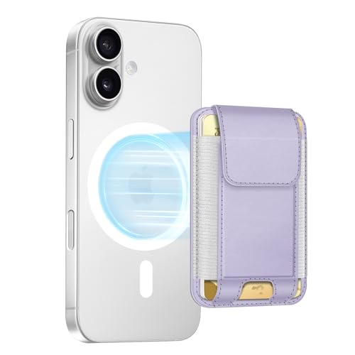 Portefeuille MagSafe anti-RFID violet pour ranger 6 cartes sur iPhone 16