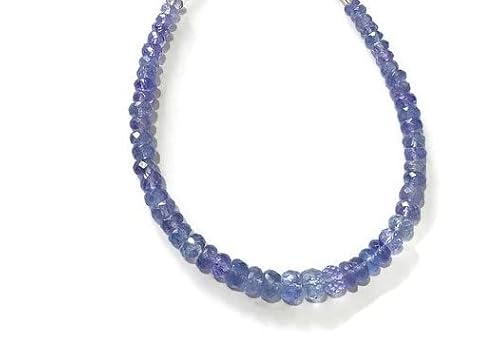 Natural Tanzanite Beads Necklace 20 Inches With Sterling Silver Lobster Clasp, Tanzanite Faceted Rondelles, Mother's Day, Blue #TOP15