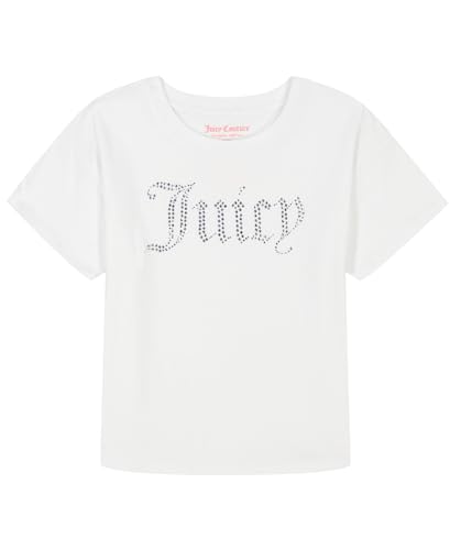 Image of Juicy Couture Girls' Short Sleeve Cotton Graphic T-Shirt with Sequin and Metallic Sparkle Designs
