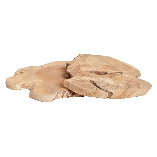 2er Set Baumscheibe POHON unbehandeltes Teak ca. D25-35cm Holzscheibe Holzkreis Cover