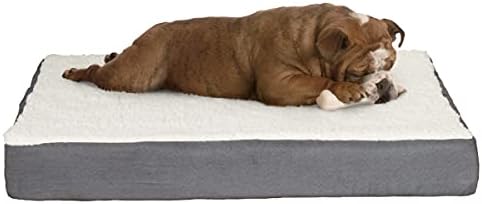 PETMAKER Orthopedic Dog Bed – 2-Layer Memory Foam Dog Bed with Machine Washable Sherpa Cover – 30x20.5 Dog Bed for Medium Dogs up to 45lbs (Gray)