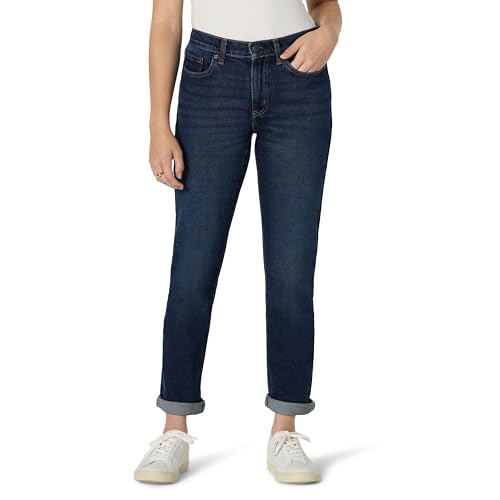 Amazon Essentials Jean Boyfriend Court, Taille Mi-Haute et Faible Élasticité Femme, Bleu Nuit...