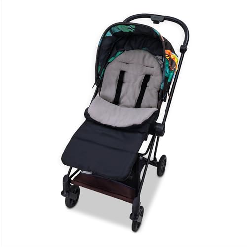 Fußsack Kinderwagen und Buggy für Winter 86x42 cm - Fusssack Winterfußsack warme Einlage Einschlagdecke Baby Zubehör warm Minky Zertifikat Oeko-Tex Schwarz-Grau